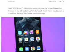 路透社/CNET等报道荣耀20系列发布：无视特朗普 从容面对挑战