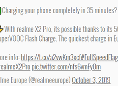 35分钟满电！realme首款真旗舰将临：50W超级闪充 全欧最快