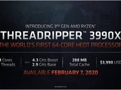AMD发布64核心第三代锐龙 Threadripper 3990X处理器