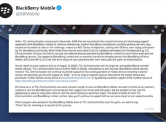 TCL与黑莓合作终止 今年8月停止设计销售黑莓手机