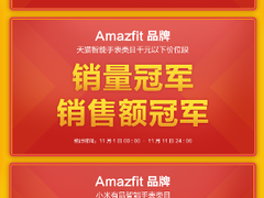 卫冕五冠王，华米科技Amazfit智能手表再创双十一新高