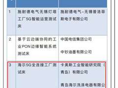 行业唯一！海尔5G全连接工厂入选工业互联网测试床