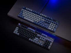 PBT键帽，抵水御尘，雷柏V580防水背光游戏机械键盘双色上市