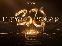 雷柏黄金产品力2023奖状墙，11家媒体，25项荣誉