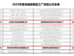 海尔智家2座工厂入选工信部“卓越级智能工厂”