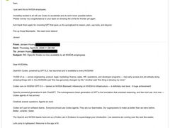 英伟达超万名员工使用 GPT-5.5 版 Codex，黄仁勋发全员邮件敦促采用 AI 工具